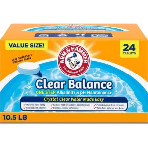 imageARM ampamp HAMMER Clear Balance Swimming Pool Alkalinity pH Maintenance Tablets White 1 Pack 24 Count24 Count