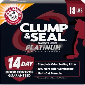 imageARM ampamp HAMMER Clump ampamp Seal Platinum Cat Litter MultiCat 40 lbs Pack of 1Clumping Cat Litter