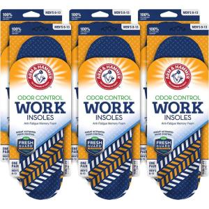 imageArm ampamp Hammer AntiFatigue Memory Foam Odor Insoles for Work Boots  Arch Support Boot Odor Eater Insole Inserts for Men and Women Ideal for Plantar Fasciitis Sole Insoles for Relief  6 Pack6