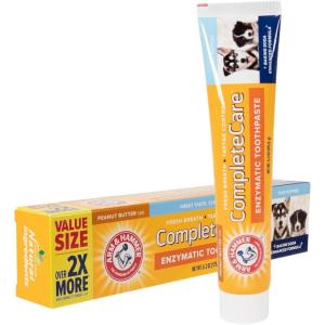 imageArm ampamp Hammer Complete Care Enzymatic Dog Toothpaste Value Size  62 oz Peanut Butter Flavor Enzymatic Dog Toothpaste for Puppies  Great Tasting Dog Toothpaste with Arm ampamp Hammer Baking SodaPeanut Butter