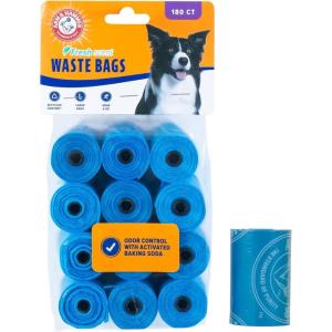 imageArm ampamp Hammer Durable Disposable Dog And Cat Waste Bags With Activated Baking Soda 180 Dog Poop Bags 9 x 14 Inches BlueBlue