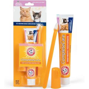 imageArm ampamp Hammer for Pets Complete Care Puppy Dental Kit Includes 25 oz Dog Toothpaste in Peanut Butter Flavor Small Dog Toothbrush for Small Dogs and Puppies and Microfiber Finger Brush Pack of 1Cat  Kitten  Tuna