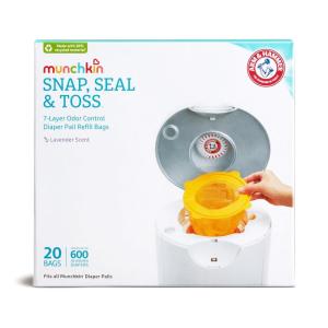 imageMunchkin Arm ampamp Hammer Diaper Pail Snap Seal ampamp Toss Refill Bags Holds up to 600 Newborn Diapers 20 Pack20 Pack