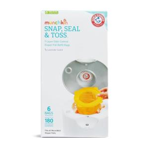 imageMunchkin Arm ampamp Hammer Diaper Pail Snap Seal ampamp Toss Refill Bags Holds up to 600 Newborn Diapers 20 Pack6 Pack