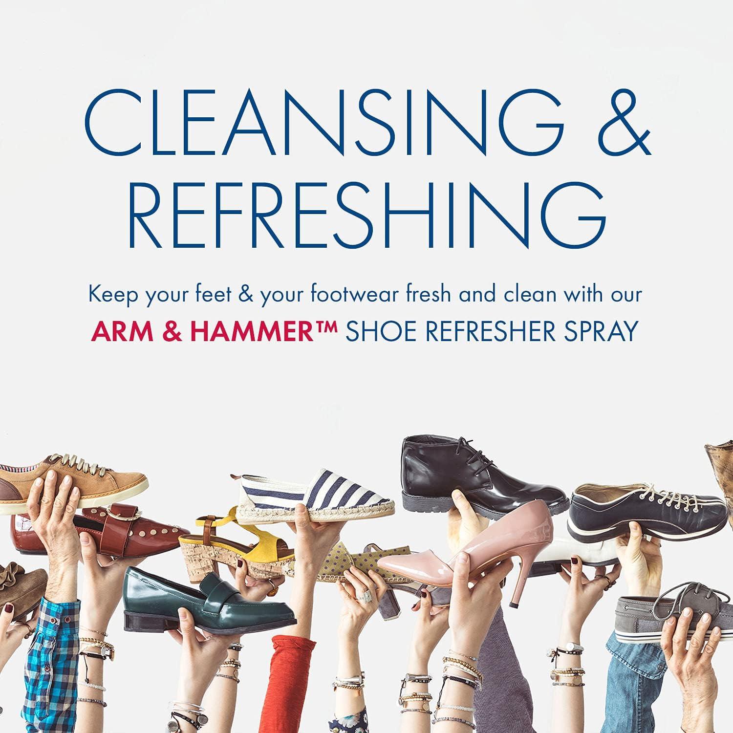 imageArm and Hammer Shoe Refresher Spray MultiPurpose Odor Remover for All Types of Footwear Shoe Deodorizer Spray Shoe Odor Eliminator Shoe Spray Shoe Smell Eliminator 4 oz 3 Pack4 Ounce Pack of 3
