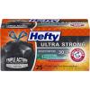imageHefty Ultra Strong 30 Gallon Trash Bags Large Trash Bags 30 Gallon Size Multipurpose Break Resistant Drawstring Closure Resists Leaks Punctures and Tears Black White Pine Breeze Scent 25 BagsBlack