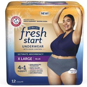 imageFitRight Fresh Start Incontinence and Postpartum Underwear for Women Large Blue 12 Count Ultimate Absorbency Disposable Underwear with The OdorControl Power of ARM ampamp HammerXLarge 12 Count