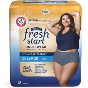 imageFitRight Fresh Start Incontinence and Postpartum Underwear for Women Large Blue 12 Count Ultimate Absorbency Disposable Underwear with The OdorControl Power of ARM ampamp HammerXXLarge 12 Count