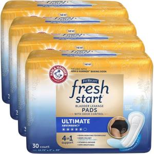 imageFitRight Fresh Start Urinary and Postpartum Incontinence Pads for Women Moderate Absorbency with Arm ampamp Hammer Baking Soda 80 Count 4 Packs of 2030 Count Pack of 4