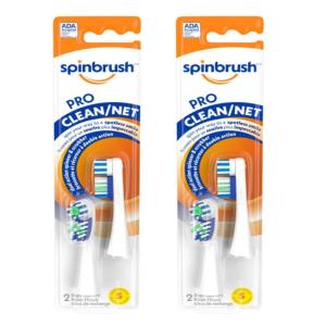 imageSpinbrush Pro Clean Replacement Toothbrush Heads Soft Bristles Dentist Recommended 2 Pack with 4 Toothbrush Heads