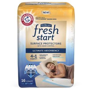 imageFitRight Fresh Start Disposable Underpads 23quot x 36quot 16 Count Bed Pads for Incontinence Absorbent Chucks Pads with The OdorControl Power of ARM ampamp Hammer 16 Count Pack of 116 Count Pack of 1