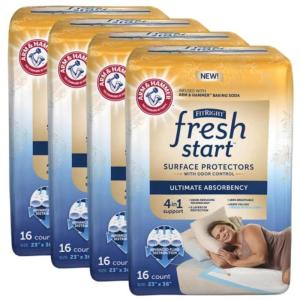 imageFitRight Fresh Start Disposable Underpads 23quot x 36quot 16 Count Bed Pads for Incontinence Absorbent Chucks Pads with The OdorControl Power of ARM ampamp Hammer 16 Count Pack of 116 Count Pack of 4