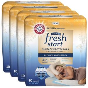 imageFitRight Fresh Start Disposable Underpads 30quot x 36quot 10 Count Bed Pads for Incontinence Absorbent Chucks Pads with The OdorControl Power of ARM ampamp Hammer 10 Count Pack of 110 Count Pack of 4