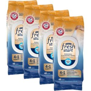 imageFitRight Fresh Start Flushable ampamp Biodegradable Personal Cleansing Wipes 192 Wipes 48 Wipes 4 Packs for Urinary Incontinence with The OdorControl Power of ARM ampamp HAMMER Baking Soda