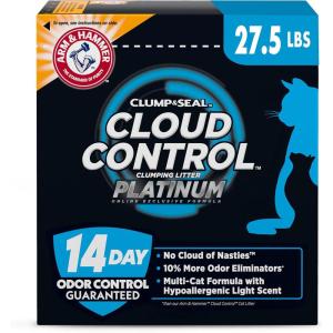 imageARM ampamp HAMMER Cloud Control Platinum MultiCat Clumping Cat Litter with Hypoallergenic Light Scent 14 Days of Odor Control 275lb275 LB