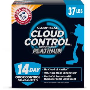 imageARM ampamp HAMMER Cloud Control Platinum MultiCat Clumping Cat Litter with Hypoallergenic Light Scent 14 Days of Odor Control 275lb37 LB
