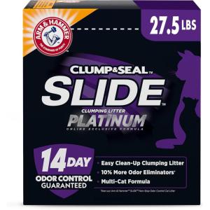 imageARM ampamp HAMMER Clump ampamp Seal Slide Platinum MultiCat Clumping Litter Easy Clean Superior Odor Control 275 Lbs275 lb