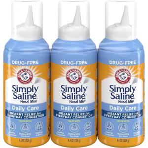 imageArm ampamp Hammer Simply Saline Daily Care Nasal Mist 44oz Saline Nasal Spray DrugFree 3Pack