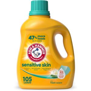 imageARM ampamp HAMMER Sensitive Skin Liquid Laundry Detergent Fresh Scent 105 fl oz 105 Loads105 Fl Oz Pack of 1
