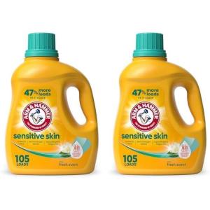 imageARM ampamp HAMMER Sensitive Skin Liquid Laundry Detergent Fresh Scent 105 fl oz 105 Loads105 Fl Oz Pack of 2