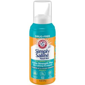 imageArm ampamp Hammer Simply Saline Nasal Mist Extra Strength Plus with Calming Eucalyptus for Severe Congestion Relief 46 Oz