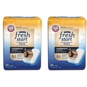 imageFitRight Fresh Start Postpartum and Incontinence Pads for Women Overnight Absorbency 20 Count Bladder Leakage Pads with The OdorControl Power of ARM ampamp Hammer 20 Count Pack of 120 Count Pack of 2