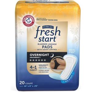 imageFitRight Fresh Start Postpartum and Incontinence Pads for Women Overnight Absorbency 20 Count Bladder Leakage Pads with The OdorControl Power of ARM ampamp Hammer 20 Count Pack of 120 Count Pack of 1