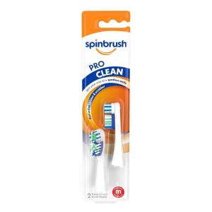 imageSpinbrush Pro Clean Replacement Heads Medium Bristles For Battery Toothbrush 2Pack