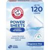 imageARM ampamp HAMMER Power Sheets Laundry Detergent Fragrance Free No Dyes or Perfumes Lightweight and TravelFriendly 60 Count Up to 120 Small Loads