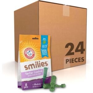 imageArm ampamp Hammer for Pets Smilies Tartar Control Dental Treats for Dogs Value Pack 62 Pieces  Dog Dental Chews Fight Bad Breath Plaque ampamp Tartar Without Brushing  Fresh Mint Flavor65 Ounce Pack of 24