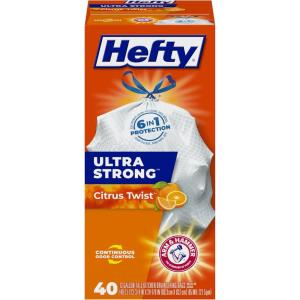 imageHefty Ultra Strong 13 Gallon Trash Bags Tall Kitchen Trash Bags 13 Gallon Size Drawstring Closure Continuous Odor Control White Lavender and Sweet Vanilla Scent 110 BagsCitrus Twist