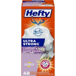 imageHefty Ultra Strong 13 Gallon Trash Bags Tall Kitchen Trash Bags 13 Gallon Size Drawstring Closure Continuous Odor Control White Lavender and Sweet Vanilla Scent 110 BagsLavender  Sweet Vanilla