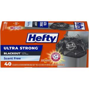 imageHefty Ultra Strong 13 Gallon Trash Bags Tall Kitchen Trash Bags 13 Gallon Size Drawstring Closure Continuous Odor Control White Unscented 80 BagsBlack