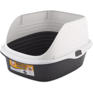 imageArm ampamp Hammer Rimmed Cat Litter Box with High Sides and Microban Made in USAPearl White Dark Gray