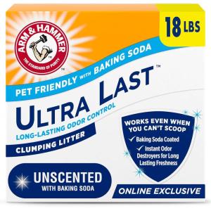 image:imageARM amp Hammer Ultra Last Clumping Cat Litter Unscented MultiCat 18 Lbs Pet Friendly with Baking Soda Odor Control Litter18 lbs Pack of 1