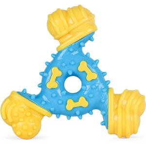 image:imageARM amp HAMMER for Pets Nubbies TriBone Dog Dental Toy Best Dog Chew Toy for Moderate Chewers Dog Dental Toy Helps Reduce Plaque amp Tartar Peanut Butter Flavor Baking Soda Pack of 24Blue  Yellow