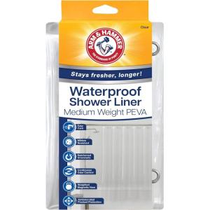 image:imageArm amp Hammer Waterproof Quick Drying Shower Liner Medium Weight Design 70 x 72 ClearClear