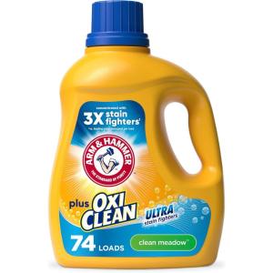 image:imageARM amp HAMMER Plus OxiClean Ultra Stain Fighters Liquid Laundry Detergent Stain Remover for Clothes Clean Meadow 74 Loads 962 fl oz