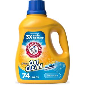 image:imageARM amp HAMMER Plus OxiClean Ultra Stain Fighters Liquid Laundry Detergent Stain Remover for Clothes Fresh Scent 74 Loads 962 Fl OzFresh Scent