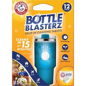 image:imageArm amp Hammer Bottle Blasterz  DropIn Cleaning Tablets  Perfect for Water Bottles Tumblers and Coolers  AllNatural Ingredients Eliminates Odors FastActing Individually Packed 12 Count