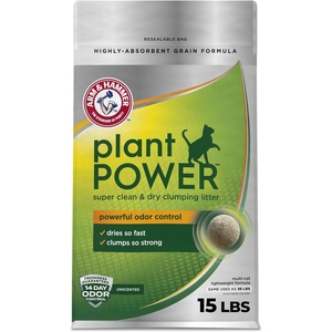 image:imageARM amp Hammer Plant Power PlantBased Clumping Cat Litter Unscented 15 Lbs  Lightweight MultiCat Homes Highly Absorbent Natural Grain Formula 14Day Odor Control